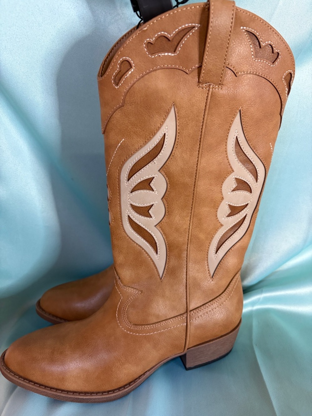 Madden NYC Tan Western Cowboy Boots Ladies Sz 8 - Picture 4 of 6